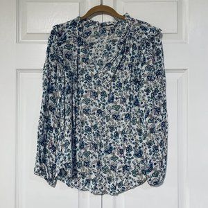LOFT Blue Floral Print Blouse